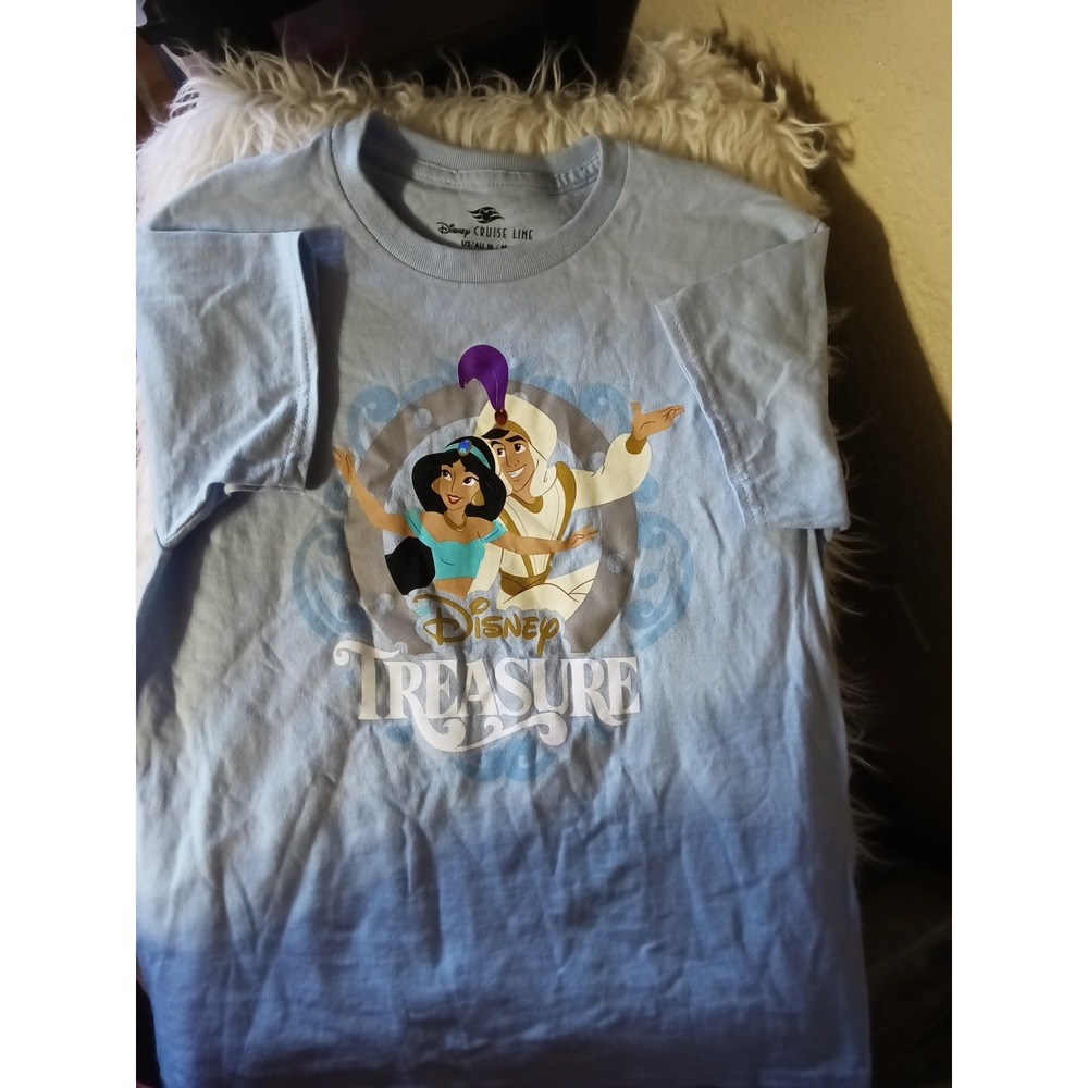 Disney Cruise Line Treasure Aladdin Jasmine Blue Graphic T-Shirt Kids Medium